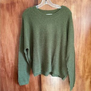 NWT Madewell Ribbed Crewneck Olive Green Alpaca Blend Knit Sweater | Women’s XL